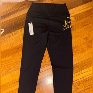 SoulCycle Black Leggings with Yellow Skull